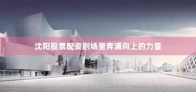 沈阳股票配资剧场里奔涌向上的力量